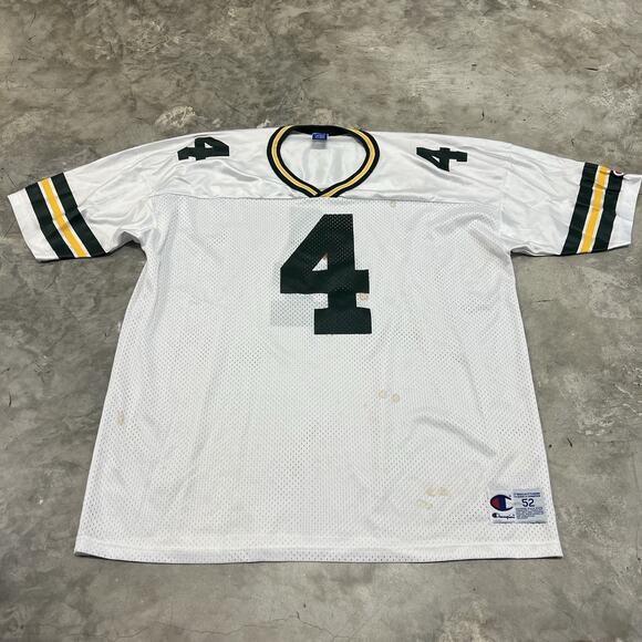 Vintage GREEN BAY PACKERS Brett Favre CHAMPION white Football Jersey SZ 52 READ - Picture 1 of 10